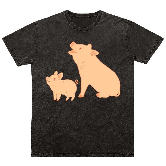 Mother pig with piglet Mineral Wash T Shirts