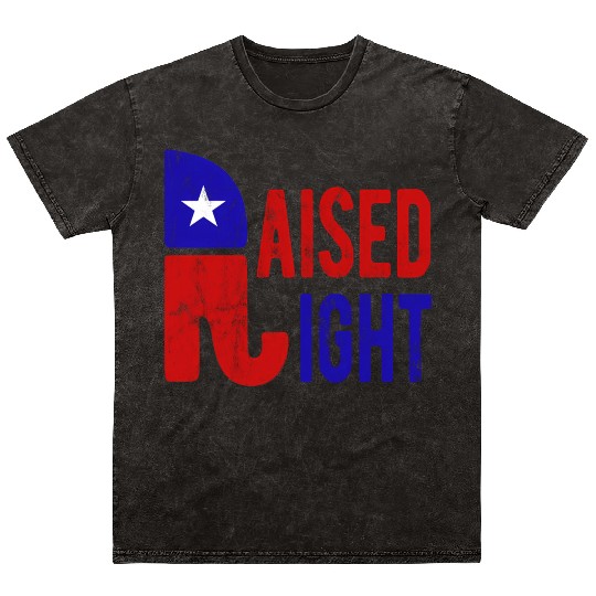 Raised Right Proud Republican Elephant Logo Usa Mineral Wash T Shirts