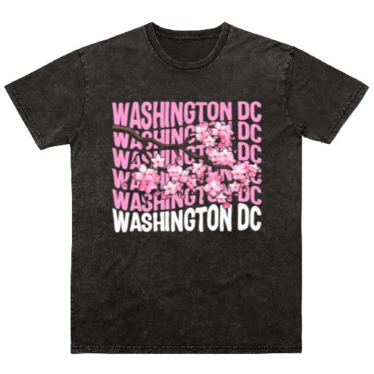 Washington DC Mineral Wash T Shirts, Cherry Blossom Floral Pop