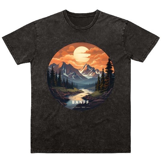 Banff sunset Mineral Wash T Shirts