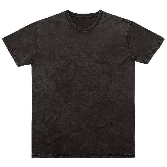 Buffalo Bayou Park Houston Texas Mono Line Art Mineral Wash T Shirts