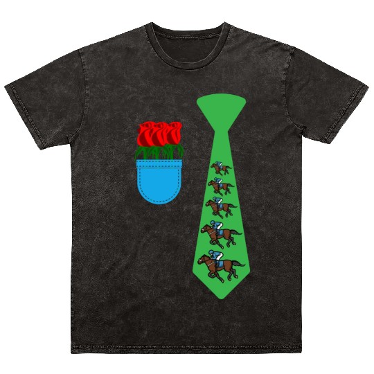 Funny Horse Racing Tuxedo Costume Race Horse Tie Mineral Wash T Shirts