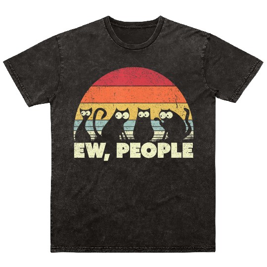 Funny Cat Mineral Wash T Shirts Retro Style Ew People Mineral Wash T Shirts