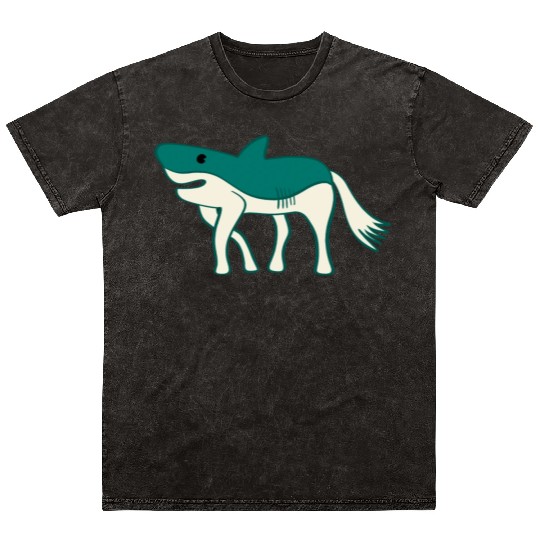 Horse Shark Weird Animal Hybrid Mineral Wash T Shirts