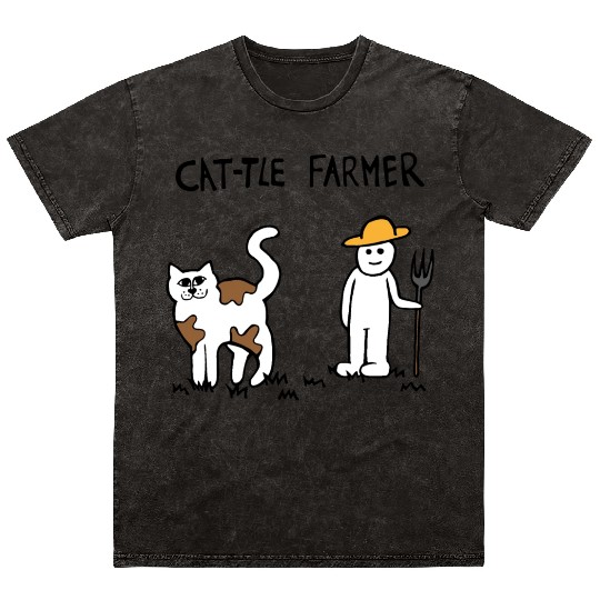 Cattle Cat Farmer Mineral Wash T Shirts