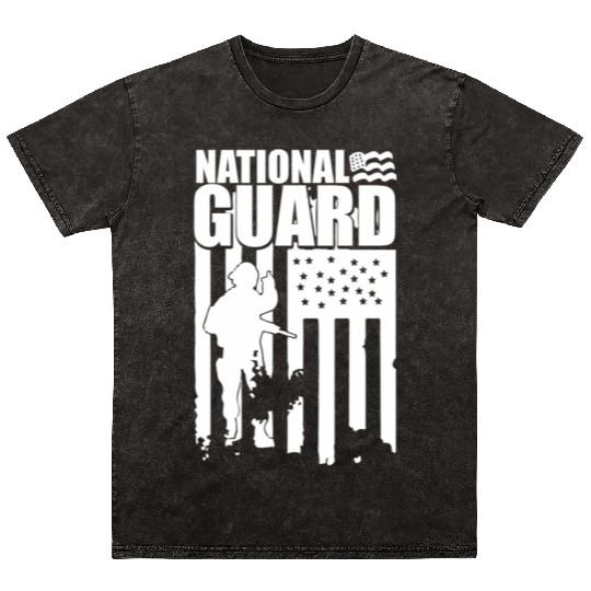 American Flag National Guard National Guard Mineral Wash T Shirts