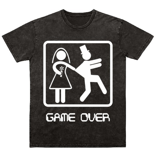 Game Over Video Gamer Bachelor Wedding Groom Mineral Wash T Shirts