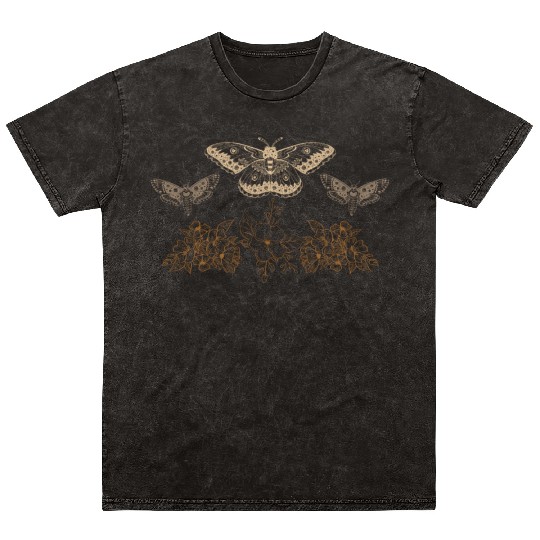 Fairy Mineral Wash T Shirts, Fairycore Luna Moths Floral Grunge
