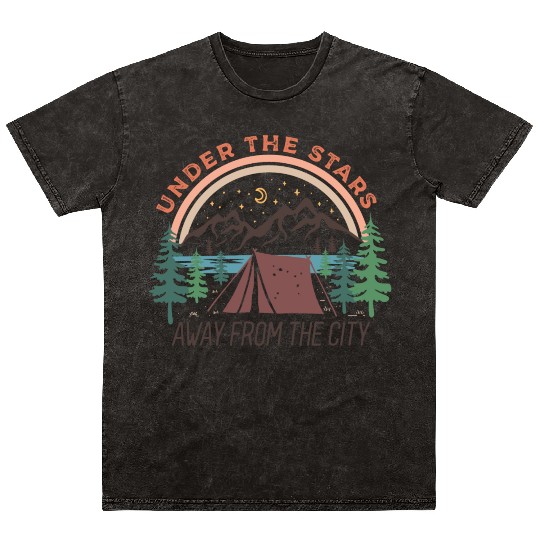 Camping Gifts Happy Camper Campsite Scout Lovers Mineral Wash T Shirts