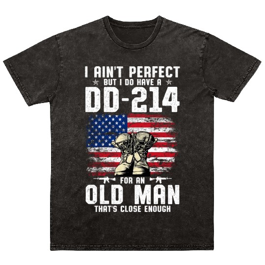 US Army DD-214 American Flag Mineral Wash T Shirts