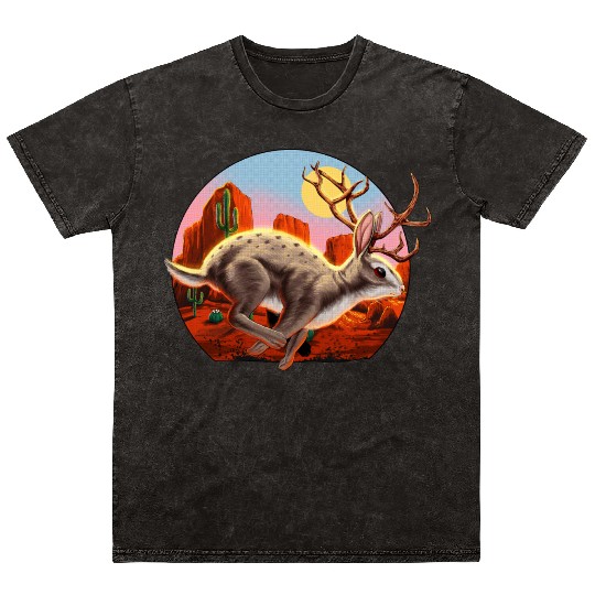 Jackalope Cryptid Rabbit Mineral Wash T Shirts