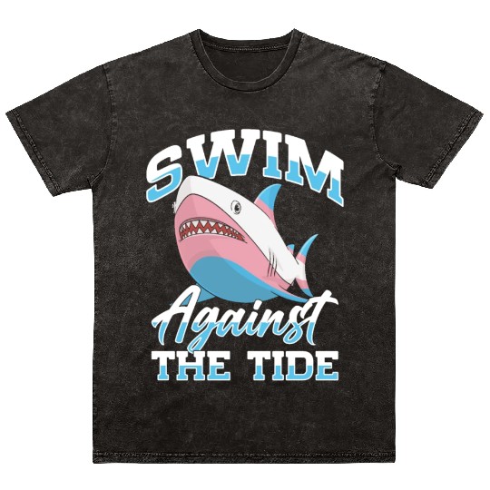 Shark Lover Transgender Pride Flag Trans LGBT Mineral Wash T Shirts