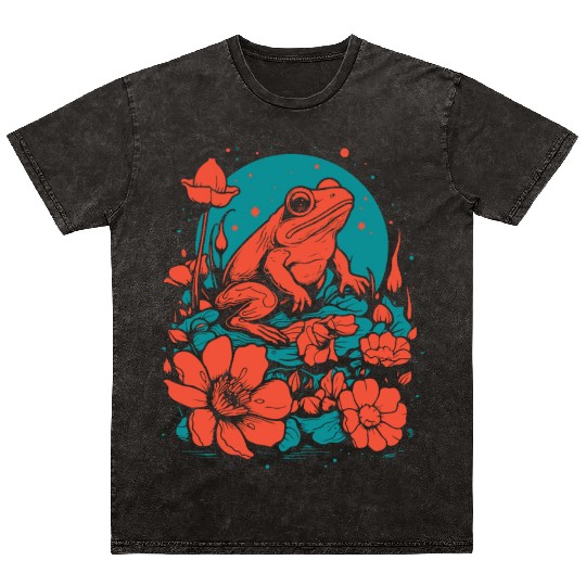 Goth Poison Frog Goblincore Fairycore Floral Frogs Mineral Wash T Shirts