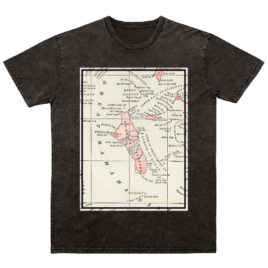 Vintage Andros Island Bahamas Map Mineral Wash T Shirts
