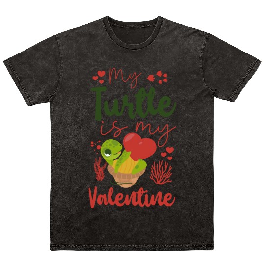 Sea Turtle Tortoise Valentines Day Mineral Wash T Shirts