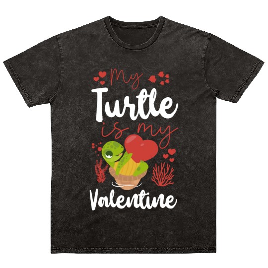 Sea Turtle Tortoise Valentines Day Mineral Wash T Shirts