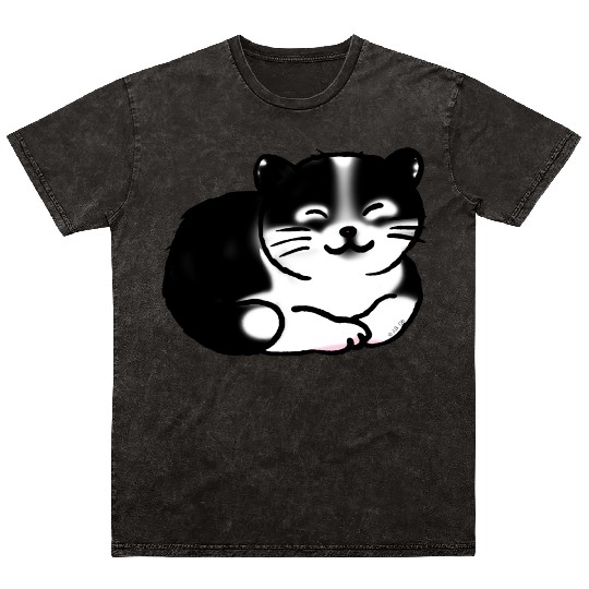 Black And White Cat Mineral Wash T Shirts