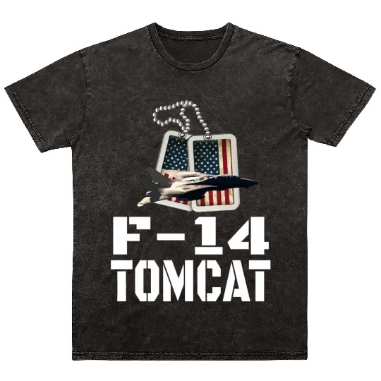 F 14 Tomcat US Flag Mineral Wash T Shirts