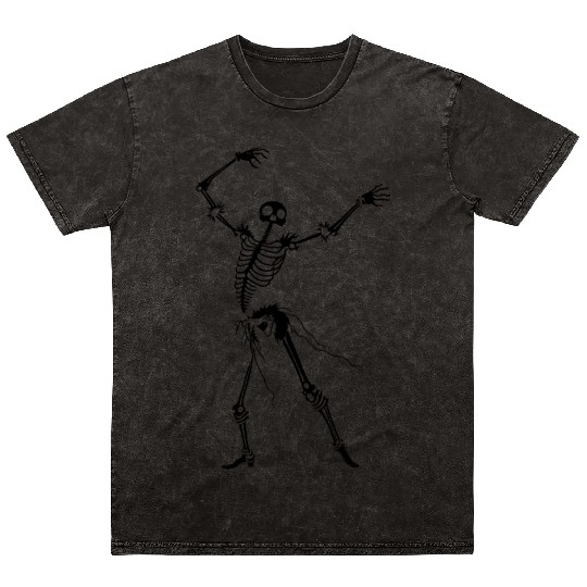 Dancing Skeleton Black Mineral Wash T Shirts