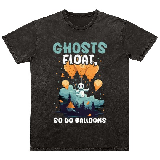 Balloon Halloween Trick Or Treat Spooky Boo Ghost Mineral Wash T Shirts