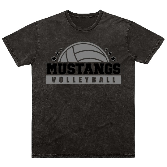 Mustangs Volleyball Coach Sports Team Spirit Wear Mineral Wash T Shirts