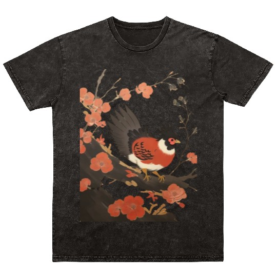 The Bird on the Cherry Blossom Tree Mineral Wash T Shirts