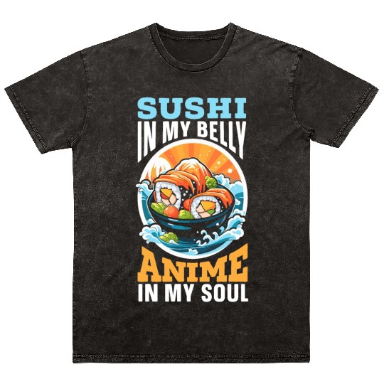 Anime Sushi Lover Nigiri Sashimi Food Manga Otaku Mineral Wash T Shirts