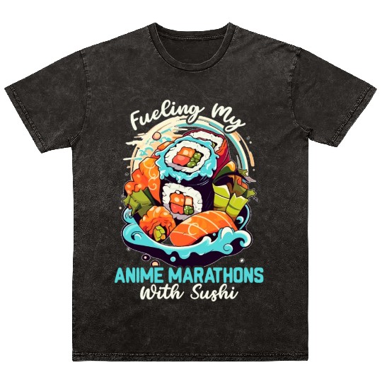 Anime Sushi Lover Nigiri Sashimi Food Manga Otaku Mineral Wash T Shirts
