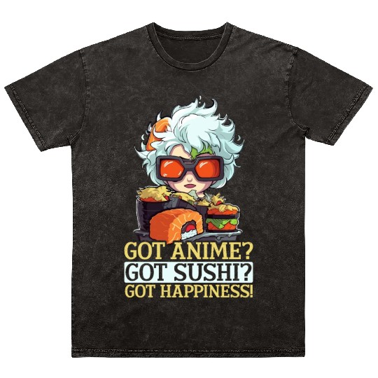 Anime Sushi Lover Nigiri Sashimi Food Manga Otaku Mineral Wash T Shirts