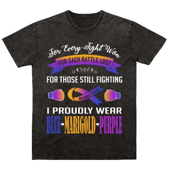 I Proudly Wear Blue Marigold Purple Bladder Cancer Mineral Wash T Shirts