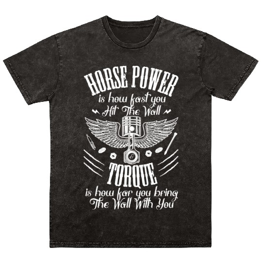 Horsepower Torque Car Mechanic Car Lover Retro Mineral Wash T Shirts