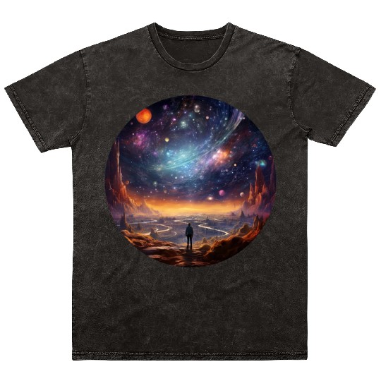 Galactic Splendor: Embrace the Marvels of Cosmos Mineral Wash T Shirts