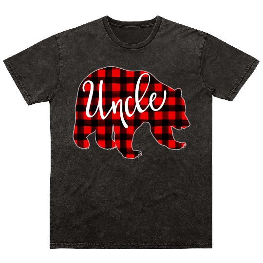 Red Plaid Uncle Bear Family Eve Buffalo Mineral Wash T Shirts