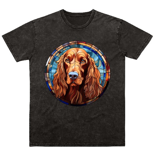 Irish Setter Dog Breed Watercolor Glass Mineral Wash T Shirts