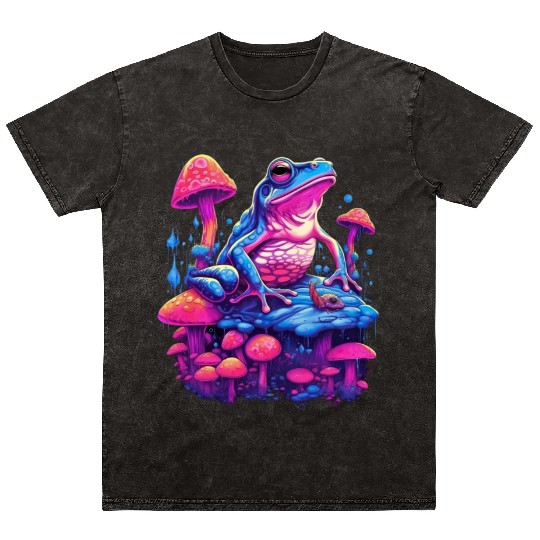 Aesthetic Frog Mushrooms Frogs for a Mushroom Mineral Wash T Shirts