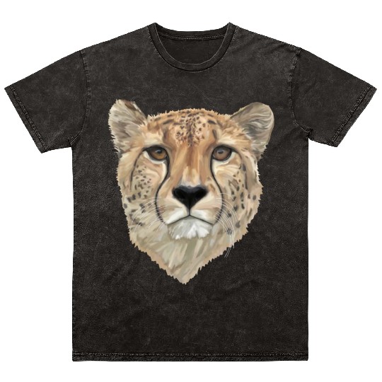 Watercolor Cheetah Portrait Mineral Wash T Shirts