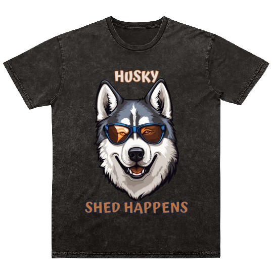 Funny Cute Beautiful Siberian Husky Dog Design Mineral Wash T Shirts
