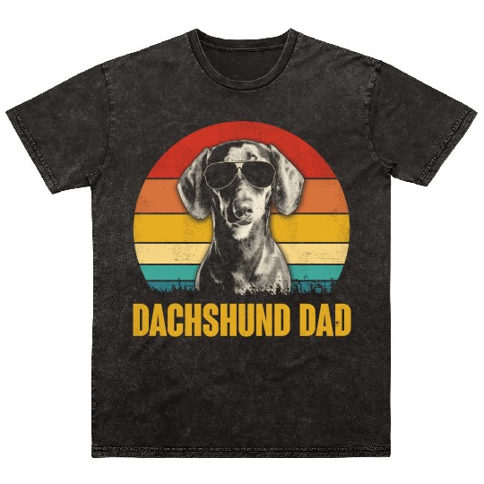 Dachshund Dog Vintage Retro Dog Mom Dad Lover Gift Mineral Wash T Shirts