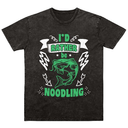 Catfish Angler I'd rather be Noodling Flathead Mineral Wash T Shirts
