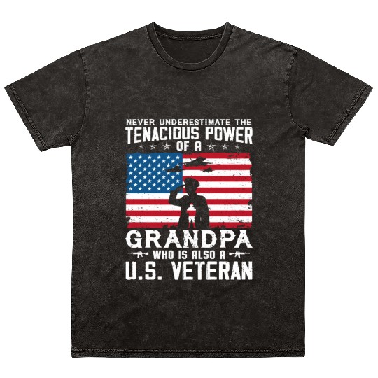 US Army Veteran Grandpa Mineral Wash T Shirts
