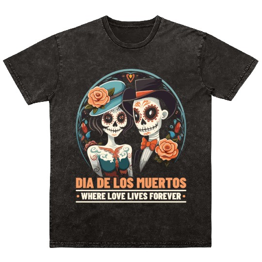 Dia De Los Muertos Sugar Skull Mexican Holiday Mineral Wash T Shirts