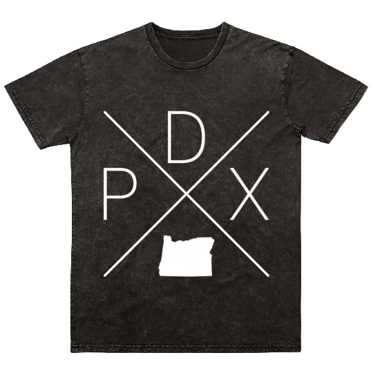 Portland Cross White Portland Oregon Mineral Wash T Shirts