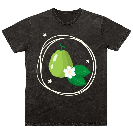 Guava With Flower And Leaves Mineral Wash T Shirts