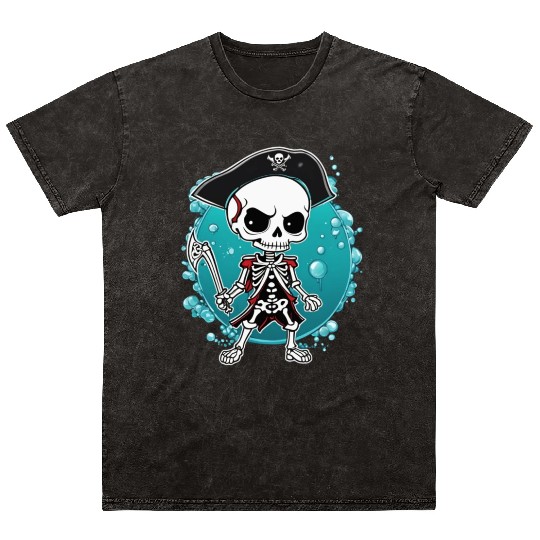 Pirate Skeleton Mineral Wash T Shirts