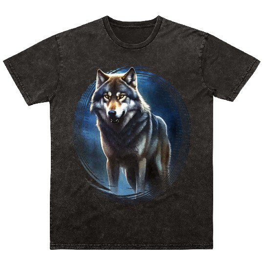 Wolf in the moonlight Mineral Wash T Shirts