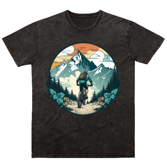 Biker in the mountains Mineral Wash T Shirts