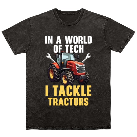 Tractor Mechanic Farm Tractor Repair Mechanical Mineral Wash T Shirts