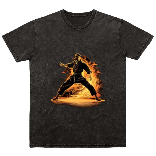 Karate Taekwondo Fighter Martial Arts Mineral Wash T Shirts