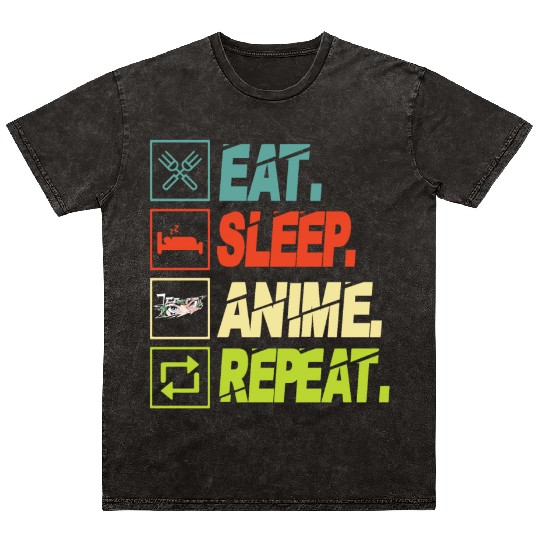 Eat Sleep Anime Repeat Ramen Kawaii Japanese Manga Mineral Wash T Shirts