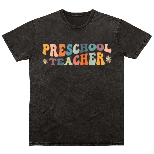 Groovy Preschool Teacher Kindergarten Teaching Mineral Wash T Shirts